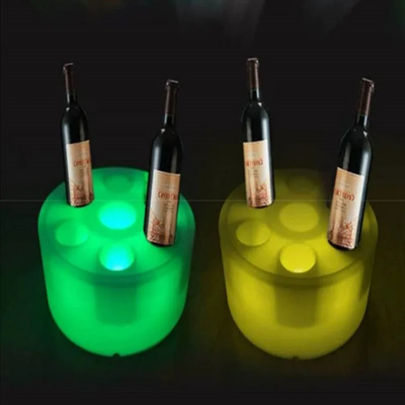 LED Rechargeable 7 Cups Lighted Serving Tray Glowing Liquor Bottle Display Tray Colorful Changing Cocktai Party Service
