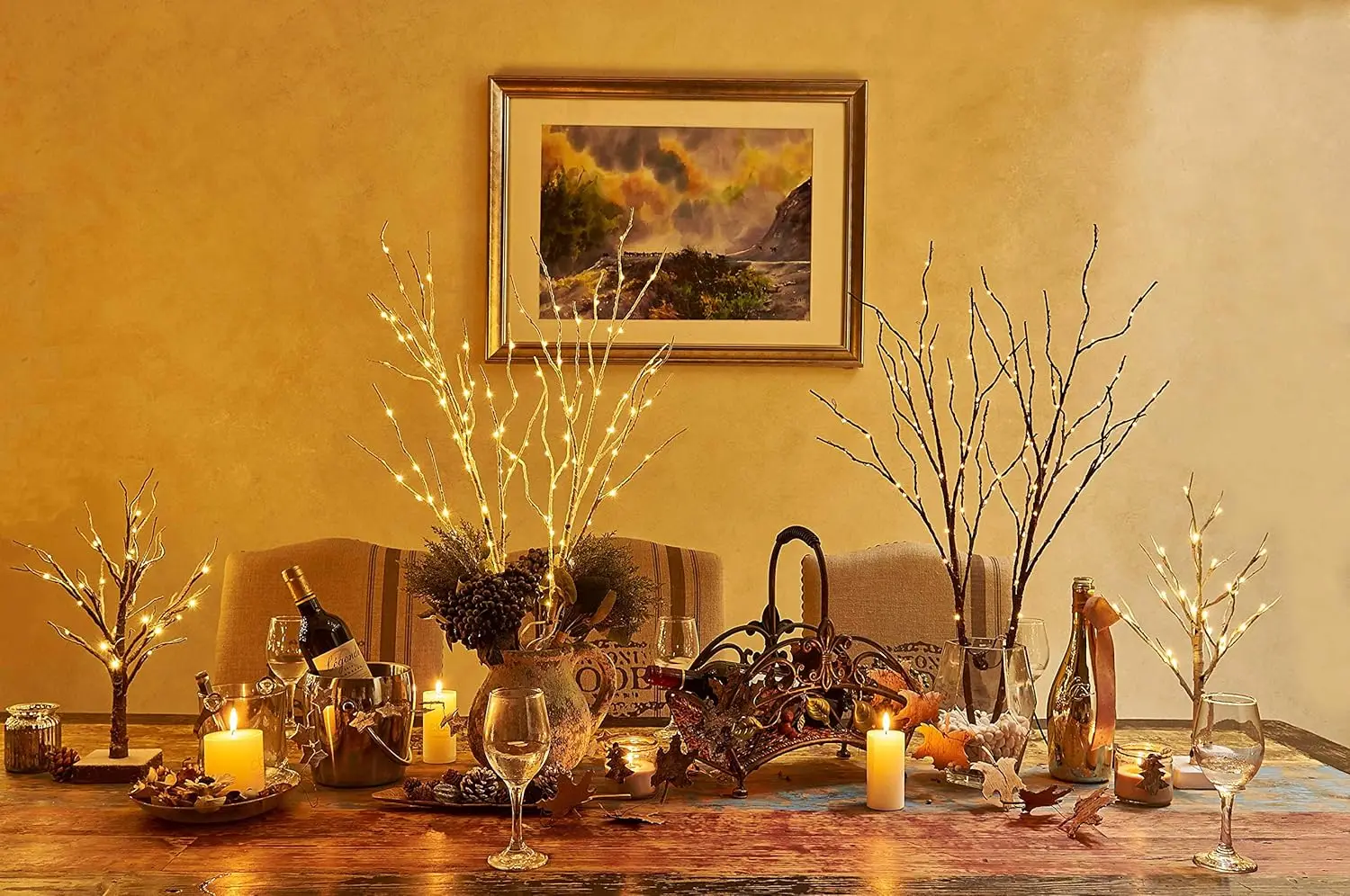 Lighted Twig Brown Branch with Fairy Lights 32in 150 LED Plug in Lighted Willow Branch for Christmas Wedding Party Decoration