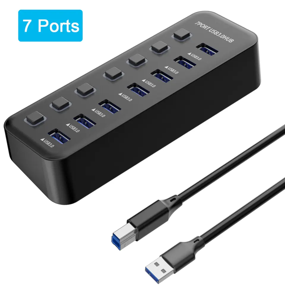 USB 3.0 Hub 4 Ports 7 Ports USB 3.0 Data Port Adapter 5Gbps High Speed Individual On/Off Switch Splitter USB Extension image 7