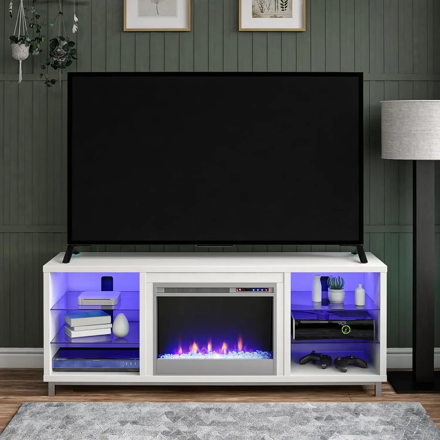 Lumina Fireplace TV Stand for TVs up to 70, White