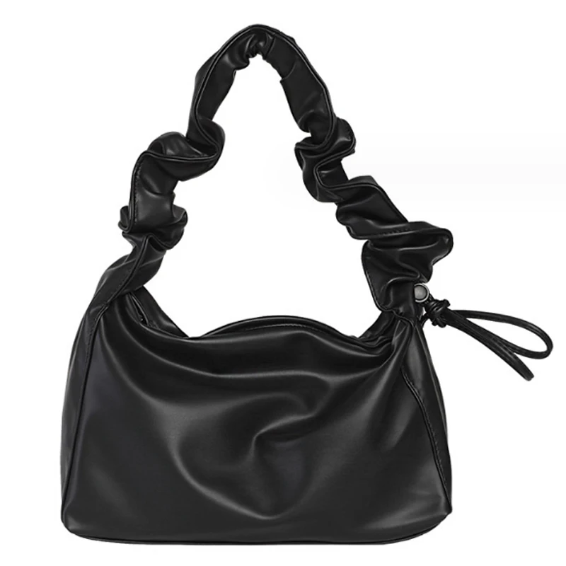 

Fashion pleated handbag simple and retro solid color underarm bag single shoulder bag casual and fashion crossbody bag