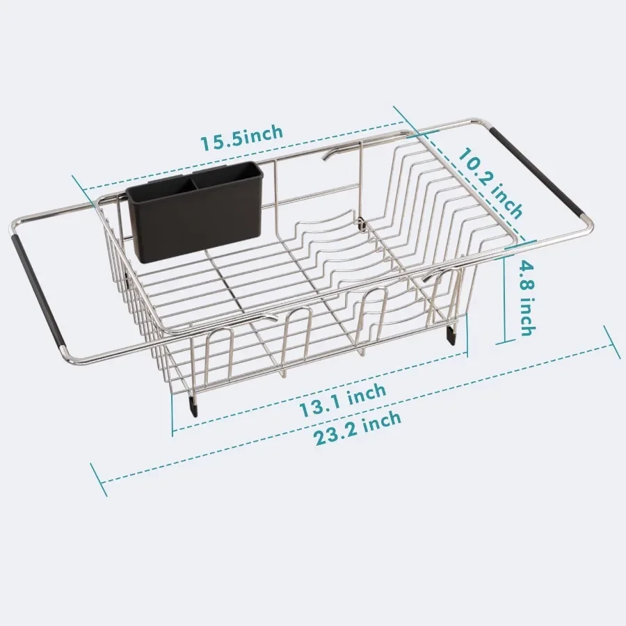 Dish Drying Rack in Sink Expandable Stainless Steel Dish Drainers for Kitchen Counter Dish Dryer Rack for Inside Sink Over The