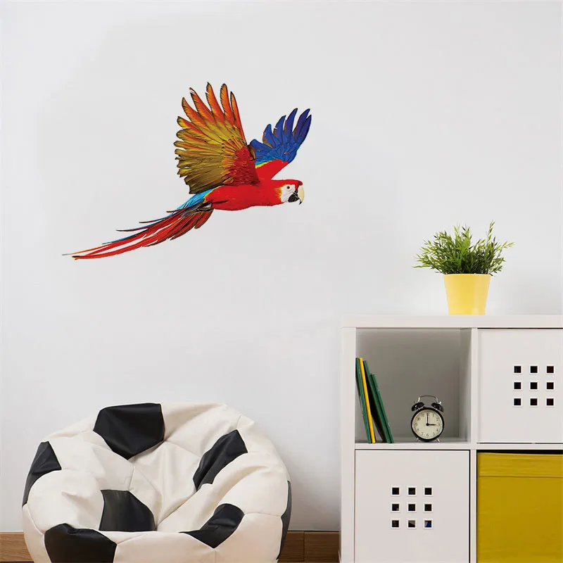 M423 Hand Painted Parrot Wall Sticker Bathroom Toilet Decor Living Room Cabinet Refrigerator Home Decoration Decals Sticker
