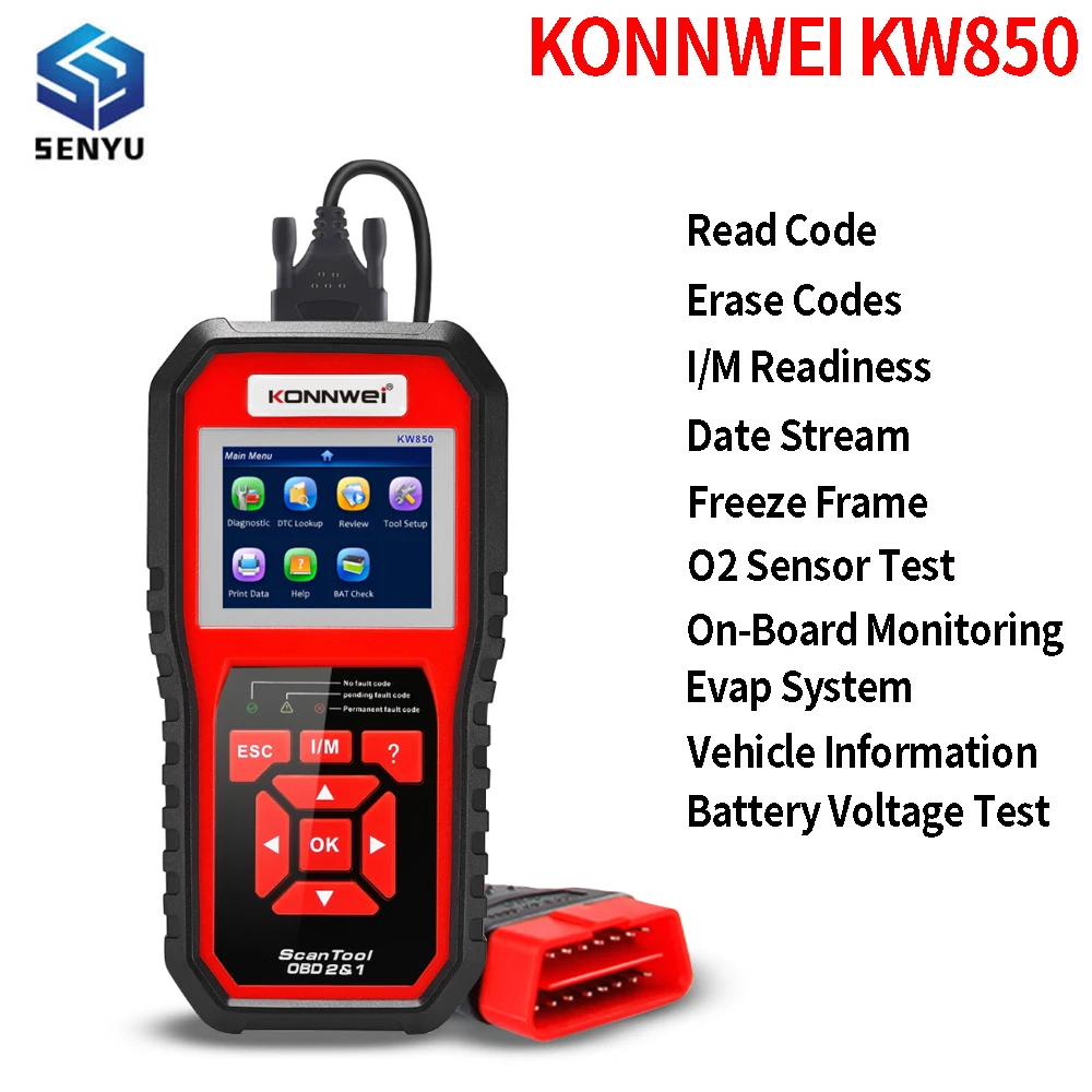 KONNWEI KW850 Автомобильный диагностический инструмент с полной поддержкой OBD 2 KONNWEI KW850 Автомобильный диагностический инструмент с полной поддержкой OBD 2