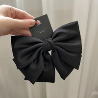 Female Satin Bow Hairpin Ponytail Clip Two-layer Bowknot Ribbon Spring Clip Temperament Accessories Korean Fashion Elegant - Image 3