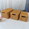 Baskets with Lid Storage Box Cover Closet Organizer Imitation Rattan Baskets  for Clothing Clothes Food  Kitchen  Organizer 2