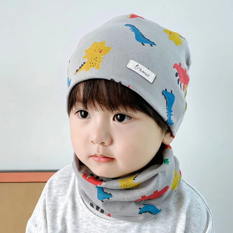Cotton Baby Hat Scarf Set for Kids Winter Spring