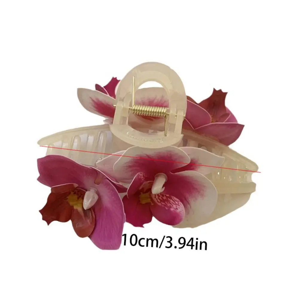 Butterfly Orchid Flower Hair Claw Bohemia Barrettes Ponytail Clip Orchid Hair Clip Shark Clip Cloth Large Shark Clip Female