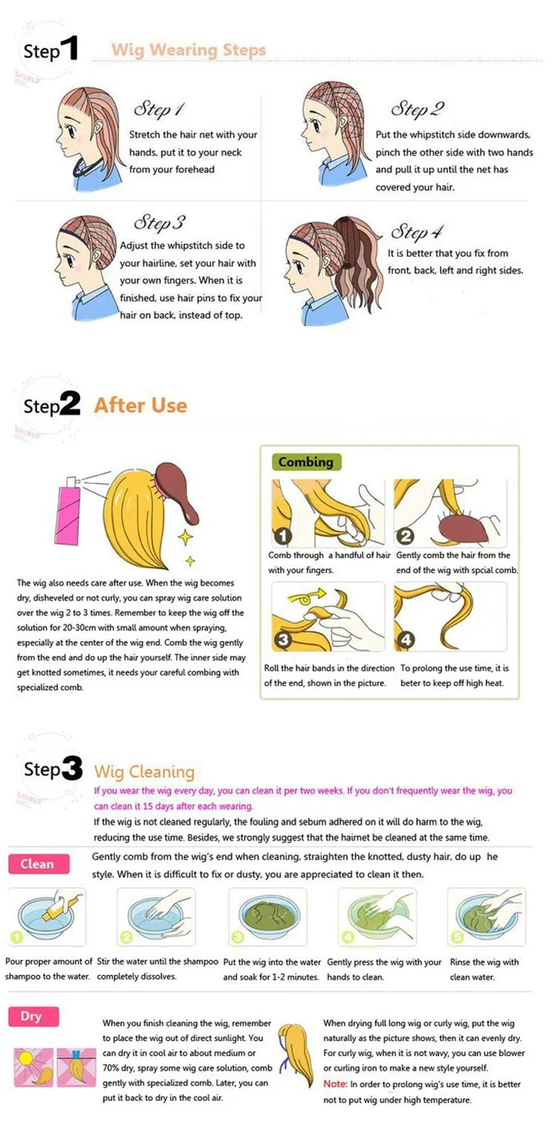 Cosplay Perücke 100cm Lila mit Pony, 500g, Hitzebeständig, Synthetic Hair 12