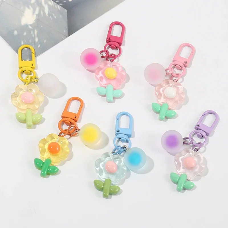 

Cute Keychains For Bag Women Sweet Flower Acrylic Pendant Car Keychain Girls Keyring Acrylic Sunflower Keys Keychain