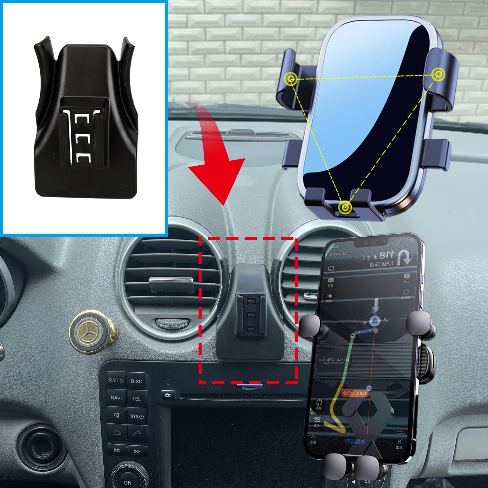 메르세데스 벤츠 ML M W164 ML350 20062011 AMG 360 GPS 브래킷 네비게이션 스탠드 자동차 액세서리용 차량용 휴대폰 거치대