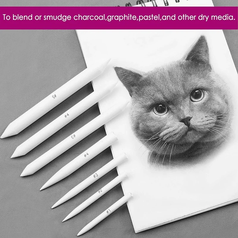 40 PCS Blending Stumps And Tortillions Set Blending Tools,Kneaded Eraser And Sandpaper Blocks