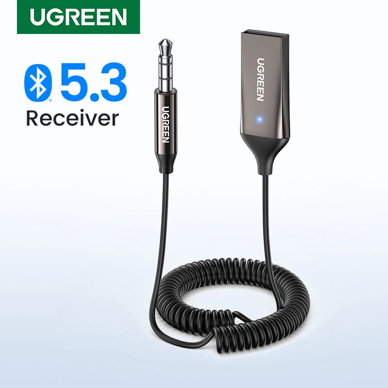 Ugreen Bluetooth Receiver 5.3 Adapter Hands-Free Car Kits Aux Audio 3.5Mm Jack Music Wireless Receiver For Car Bt Transmitter