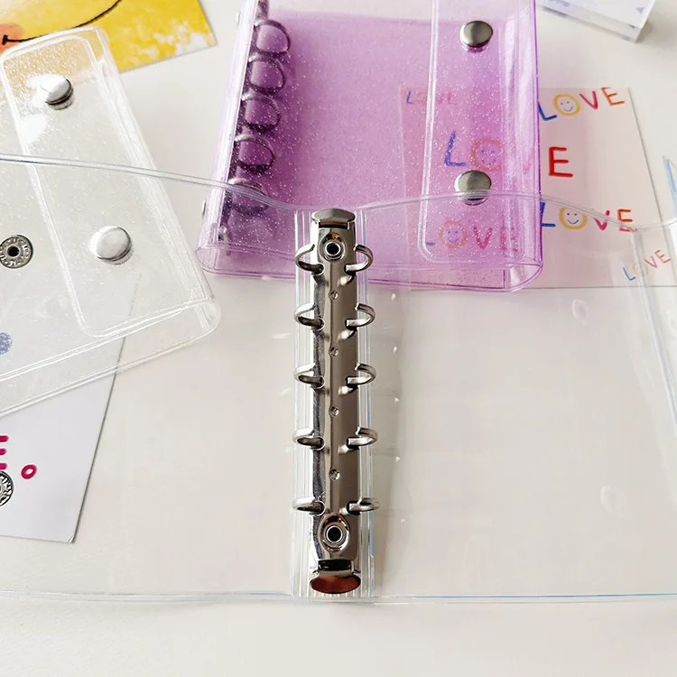 Glitter 5-Hole Transparent Colored Binder Cover - Journal & Sketchbook Accessories, Diary Office Supplies