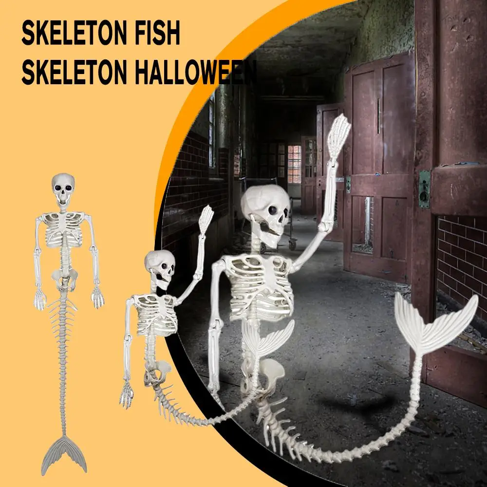 

Halloween Spooky Skeleton Mermaid Decoration Full Body Decoration Favors Posable Joints Skeleton Party Hanging Halloween Mo G8J5