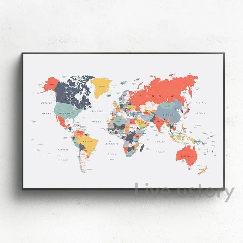 抽象的な世界地図 キャンバス アートプリント 壁の画像 世界の幾何学的な低ポリカード ポスター 絵画 家の装飾 Wall Pictures Map Of Worldmap Canvas Aliexpress