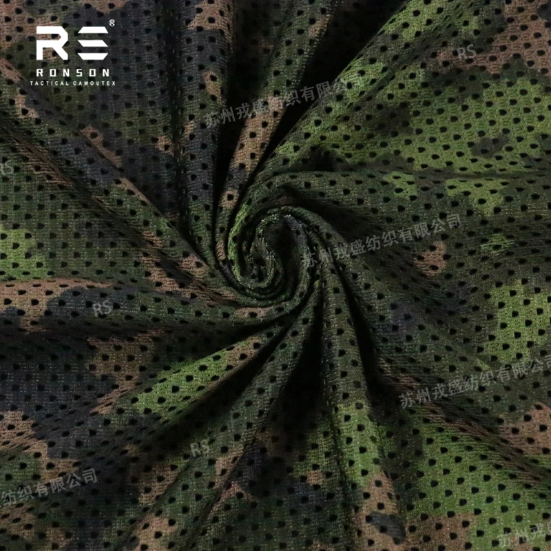 Mesh fabric 120gsm Finnish Terrain camouflage tactical tricot mesh for printed tactical fabric