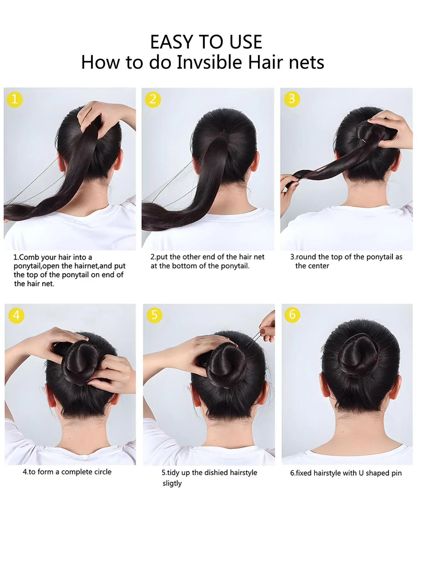 Hair Nets Hair band And U Shaped Pins 12pcs/Set Invisible Elastic Edge Mesh Individual Package for Women Bun Suitable Occasions