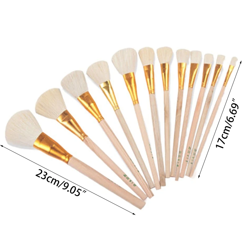 Wood Handle Goat Hair Paint Brushes Flexible Smooth Sanding for Drawing Craft Watercolor Acrylic Oil Painting Art Supply