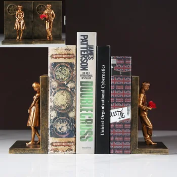 Banksy Collection Figurine Sculpture Bookends Decorative Book Ends Bookshelf Decor for Bedroom Library Office Display Desktop 1
