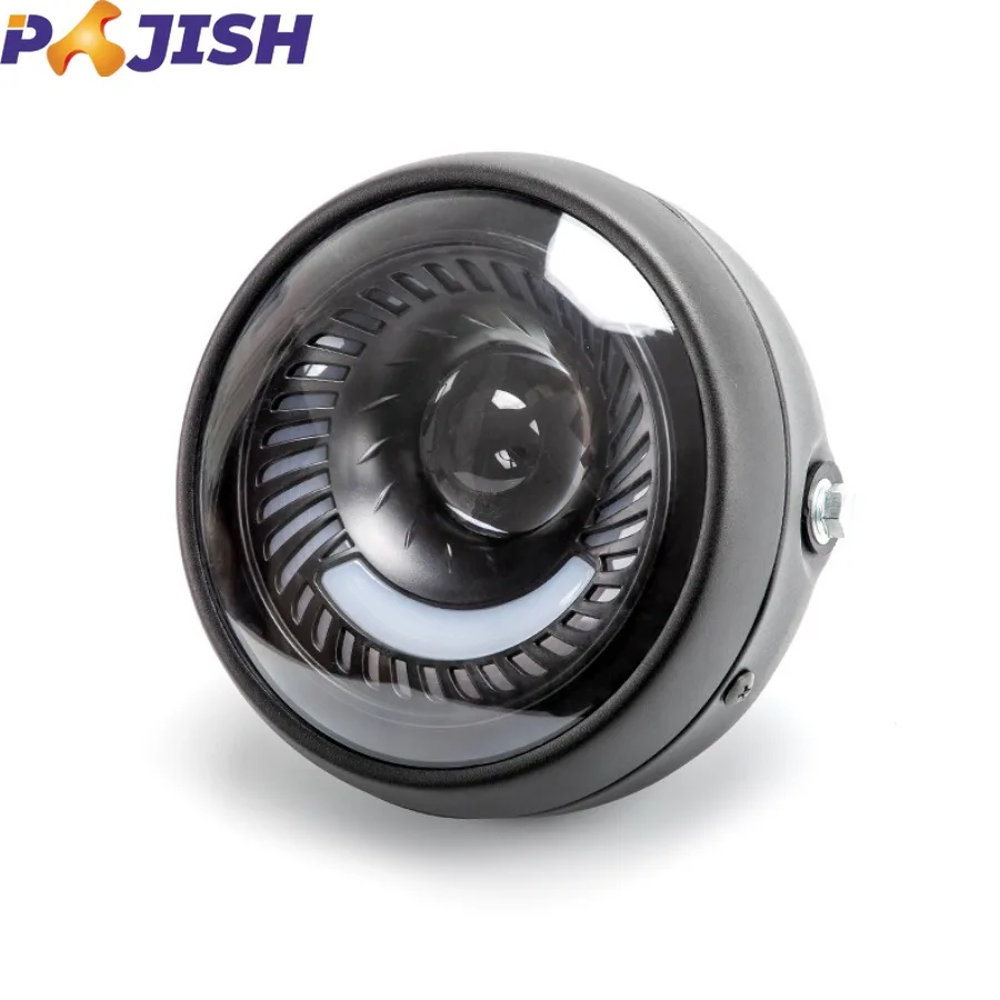 

Motorcycle Retro LED Headlamp Vortex Round 6.5'' High Low Light Adjustable White Light Universal Cafe Motorbike Headlights