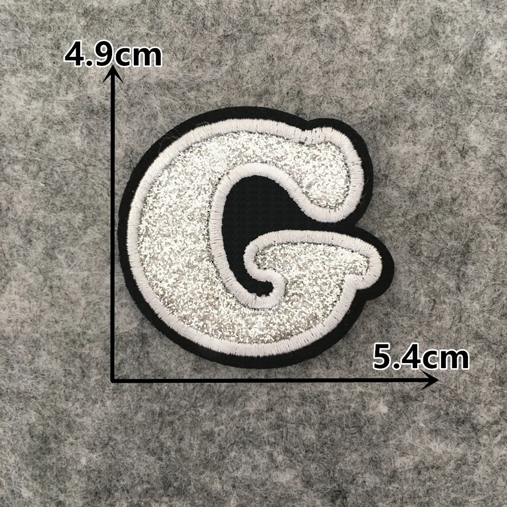 English Silver Letters Embroidery Iron-On Patches - Hot-Melt Adhesive DIY Clothing Embellishments (Set of 26)