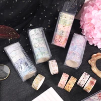 6 rolls/box of bronzing floral washi tape, flower print design pattern tape and notebook collage decoration, a gift for friends 1