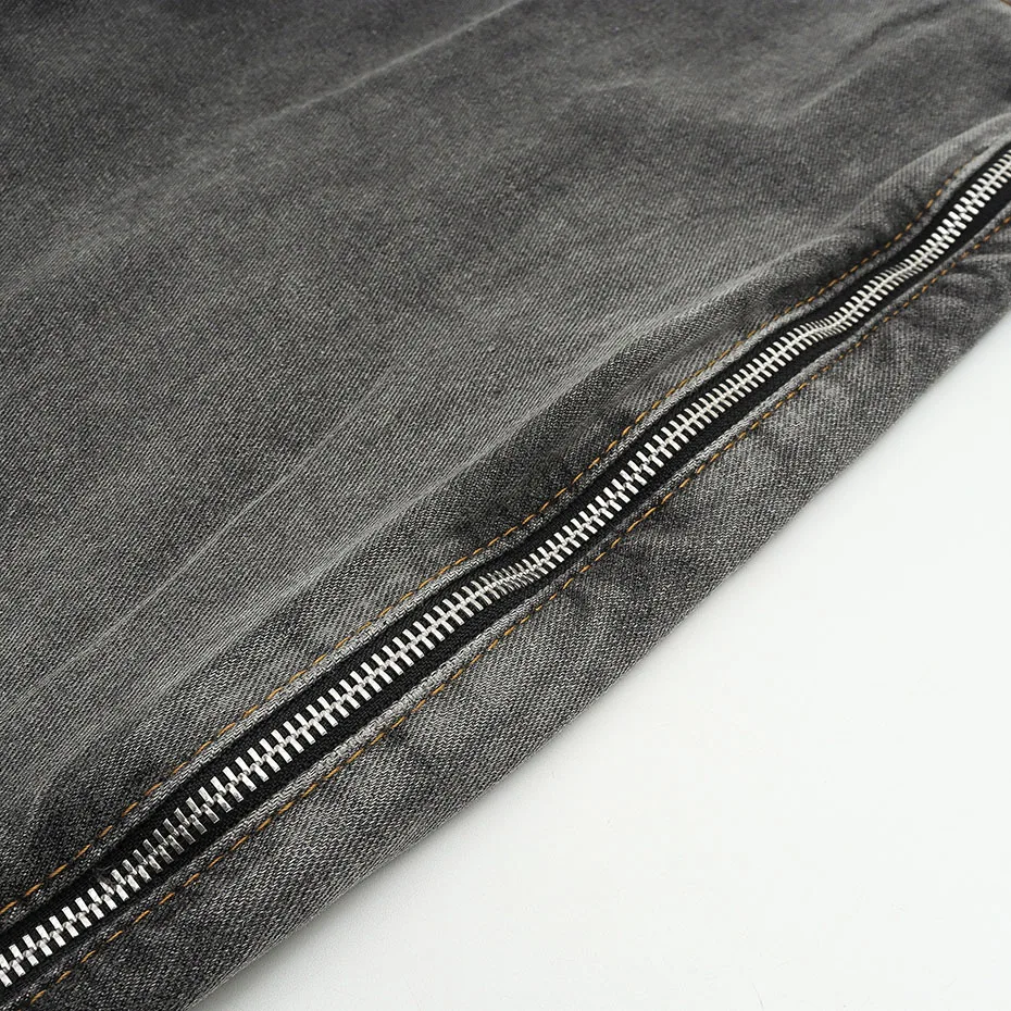 Side Double Zip Denim Shorts Men Summer Fashion Luxury Designer Streetwear Harajuku Denim Shorts Man Casual Hip Hop Jeans