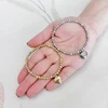 Metal Waterproof Durable Stainless Steel Jewelry Lovers Retro Heart-Shaped High Quality Frosted ball Shiny Bead Elastic Bracelet 3