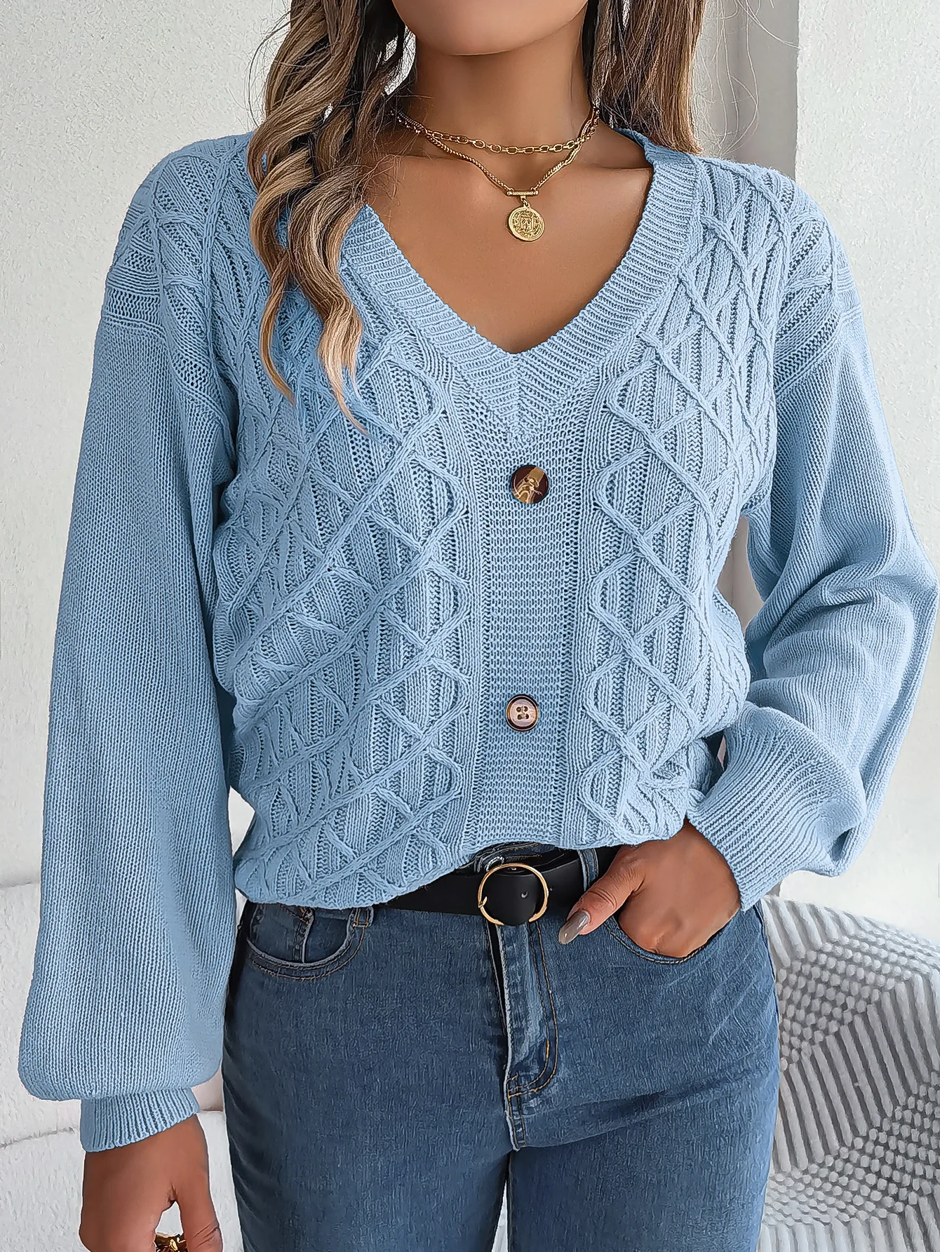 

Sexy V Neck Long Sleeve Sweater Office Lady Autumn Winter Fashion Elegant Solid Kintted Sweater For Women 2023 Female Blouse