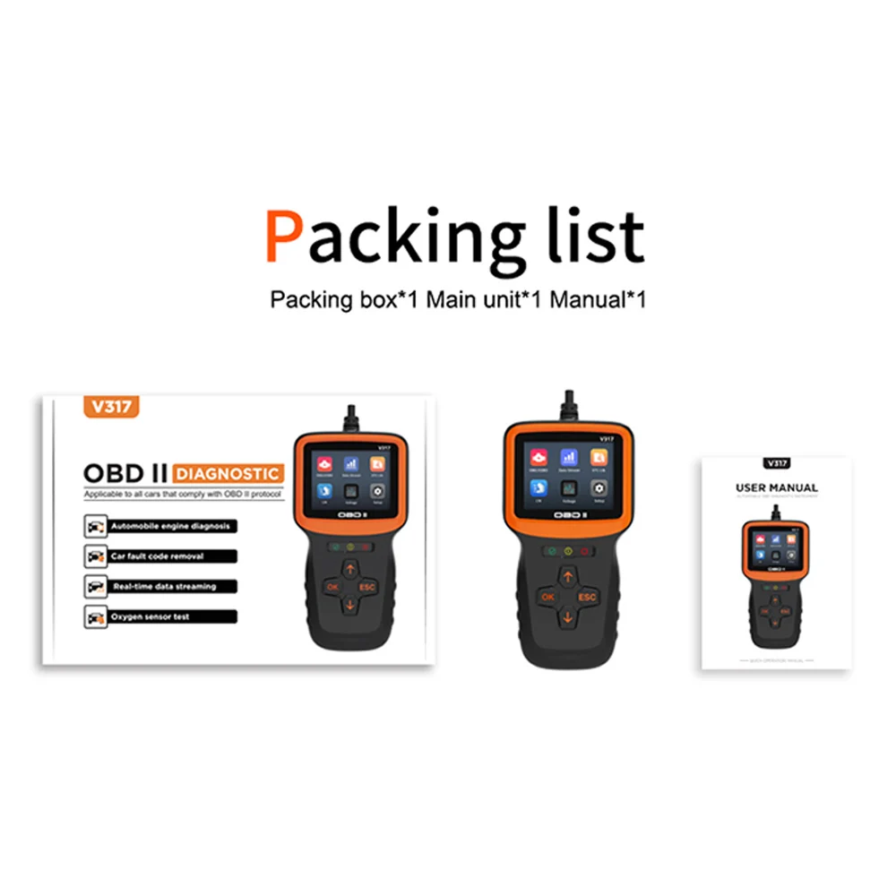 OBD 2 V317 엔진 고장 진단, OBD II EOBD 자동차 고장 감지기, 자동차 진단 도구