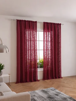 Red Wine Retro Lace Curtains 1