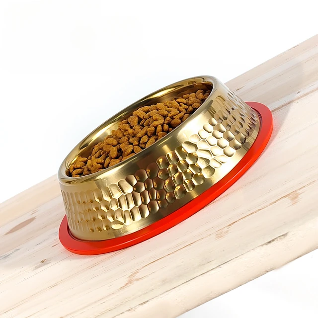 Large Capacity Gold Plated Stainless Steel Pet Bowl Dog Household Rice Bowl Cat And Dog Drinking Basin 2