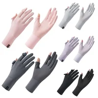 Fashion Ice Silk Sunscreen Gloves Female Summer Spring Cycling Driving Running Sport Thin Elastic Anti-UV Sun Protection Mittens 1
