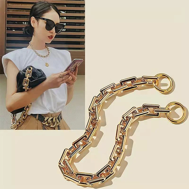 Silver Gold 40cm 60cm Acrylic Purse Chain Strap Handbag Handles DIY Purse Replacement Chain For Shoulder Bag Handbags Straps bag handle chain diy acrylic resin handbag strap shoulder purse replacement straps with buckles for bags