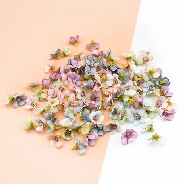 Mini mur de fleurs artificielles pour couronne, scrap de mariage, décoration d'intérieur, guirxiété de bricolage, coiffure multicolore, détruire AndrHead, 50 pièces, 2cm 4