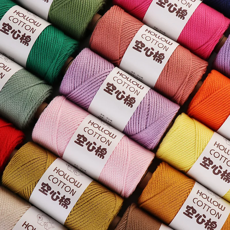 Round Strand Hollow Cotton 2mm Medium Thick Thread Cotton Hemp Handmade 150g Hand Woven DIY Crochet Hat Beach Bag Material 3