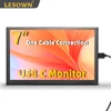 LESOWN  7 inch USB C Small Monitor 1024x600 IPS mini Wide Touch Screen External Portable Monitor with Stand for Smartphone PC