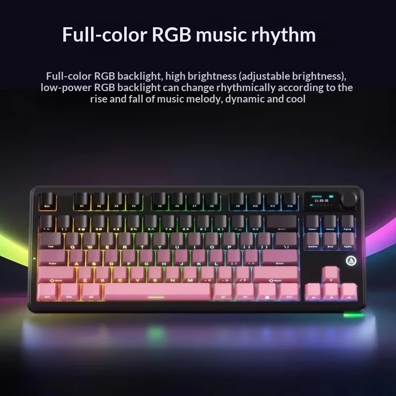 AJAZZ MK87 PRO 무선 트라이 모드 기계식 키보드 87키 10000mAh 듀얼 8K TFT 스크린 가스켓 PC e스포츠 노트북 키보드
