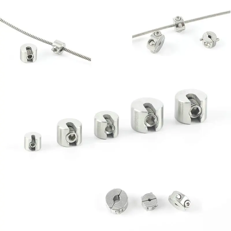 316 Stainless Steel Boat Rope Grip Stop Single Pivot Cable Suspension Round Clamp Clip with Hexagon Grub Screw Bolts