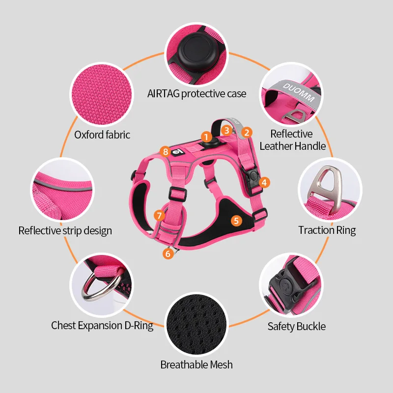 dog harness Anti Pull Reflective Escape Proof Tracker Chest Strap Breathable Adjustable for Large Medium Dogs