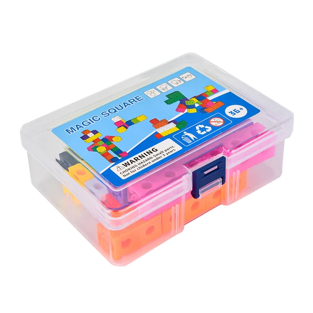 Montessori Rainbow Math Link Cubes Educational Block Toy Boxed Color Ribbon Graphic Card Mathematical Counting Stacked Cube Toys 6