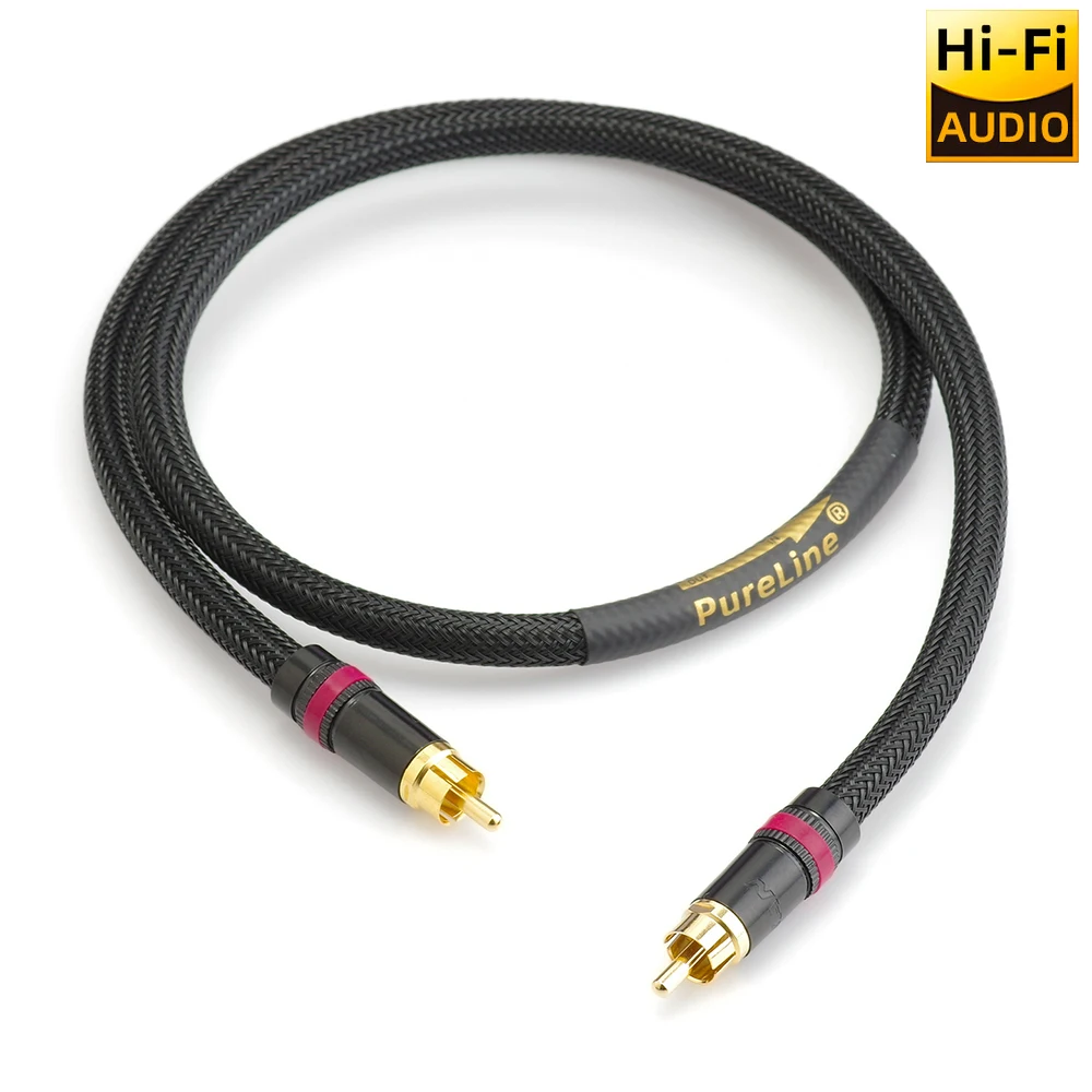 ▲ HIFI OCC 구리 베이스 서브우퍼 오디오 케이블 OCC 이중 차폐 RCA 금도금 플러그 HIFI 라인 (앰프, 홈시어터 스피커용)