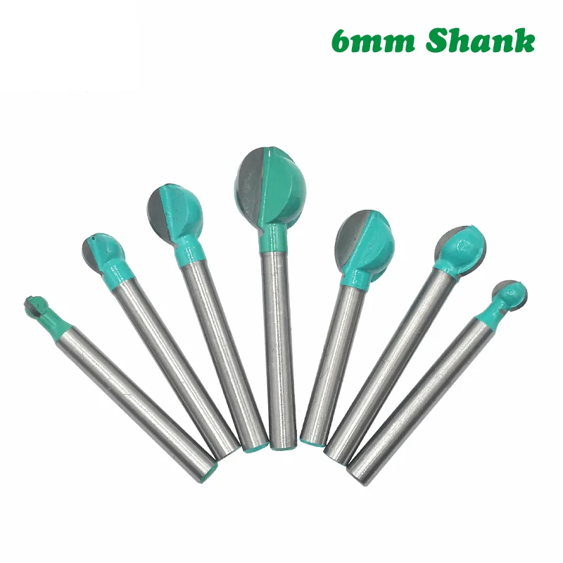 

1pc 6mm Shank Ball Nose Round Carving Bit Cove CNC Milling Bit Radius Core Tungsten Carbide Router Bit for Wood