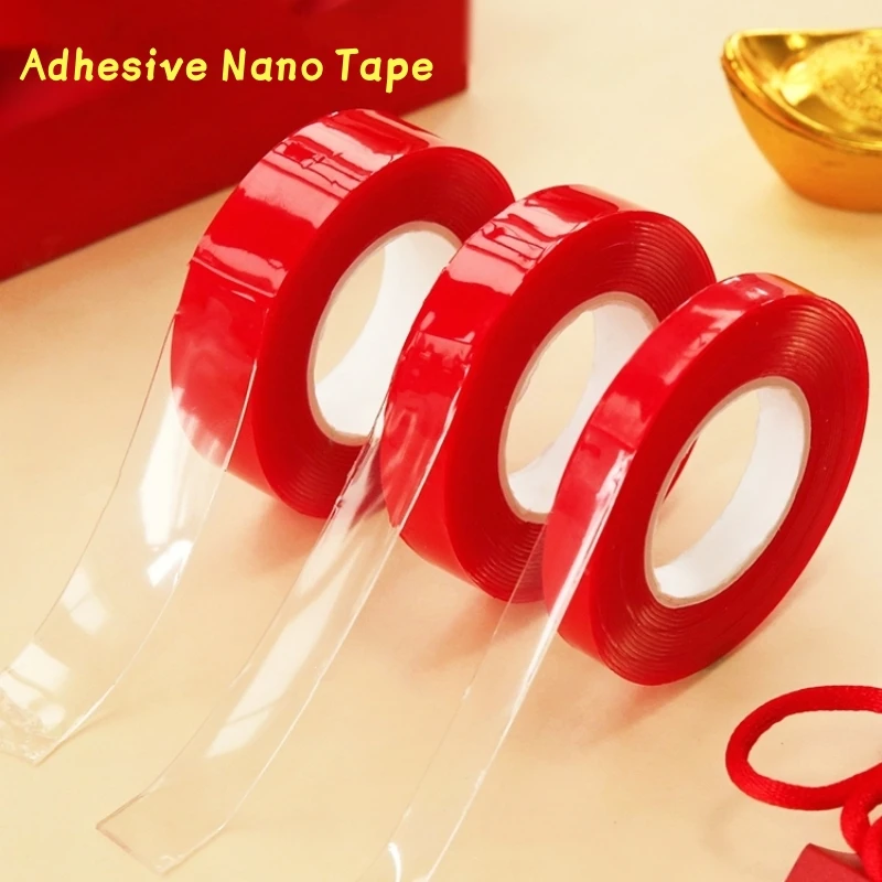 1pcs Red Film Nano Tape Double-sided Adhesive 10mm 15mm 20mm Office School Household Celebration Supplies F7268