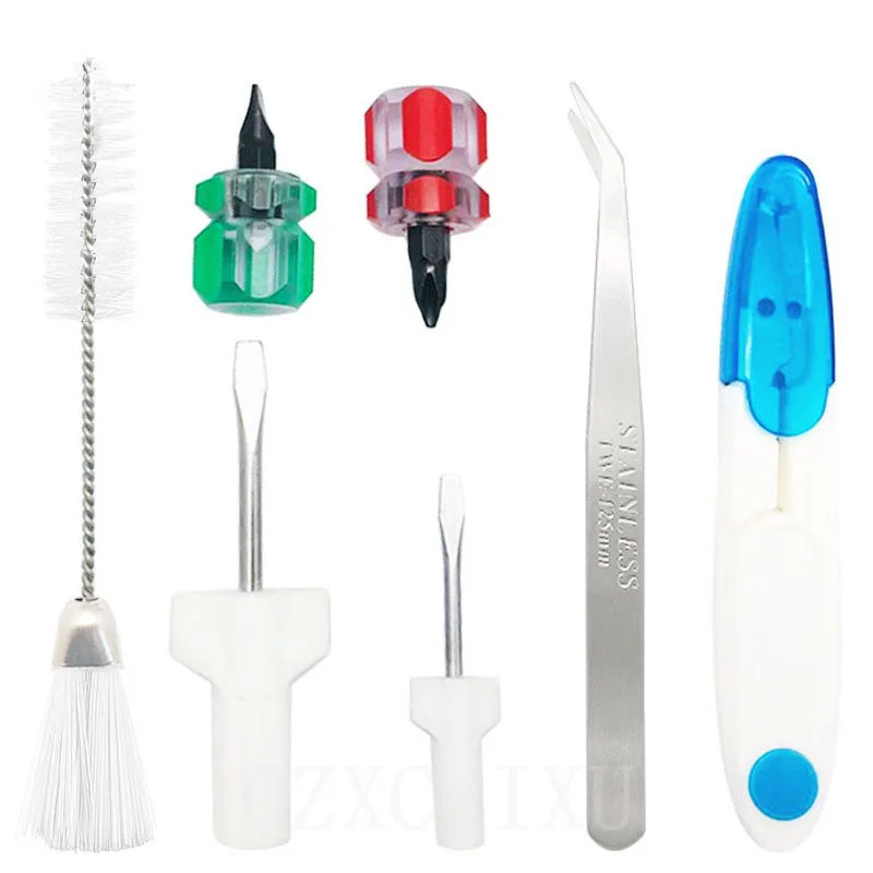 7 Piece Sewing Machine Cleaning Kit Include Tweezers Double Ended Fluff  Brush Needle Board Screwdriver and 4 Short Screwdrivers, Sewing Machine  Repair