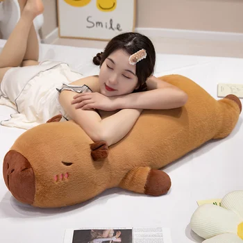 60cm-100cm Kawaii Cartoon Giant Strip Capybara Plush Doll Pillow Lying Brown Orange Wings Creative Capybara Plush Toy Home Decor 2