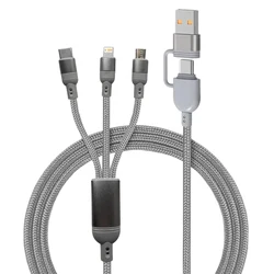 Universal 3 - in - 1 MultiPort Charging Cable - 1.2M USB Type C & Micro USB Charger Cord (Gray)