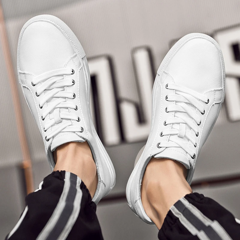 Genuine Leather Men's Casual Breathable Sneakers Fashion Designer Walking Footwear Male Running Vulcanize Shoes Trainers_vogvips.com