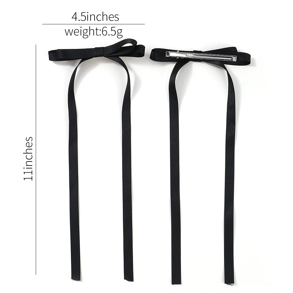 2pcs Long Tassel Ribbon Hairpin Cute Candy Bow Clip for Women Girls Party Gifts Headwear Side Clips Hair Accessories Wholesale